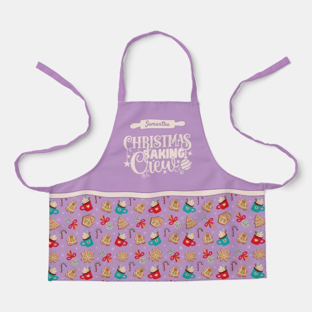 Christmas Baking Crew Cookies Lavender Small Apron (Front)
