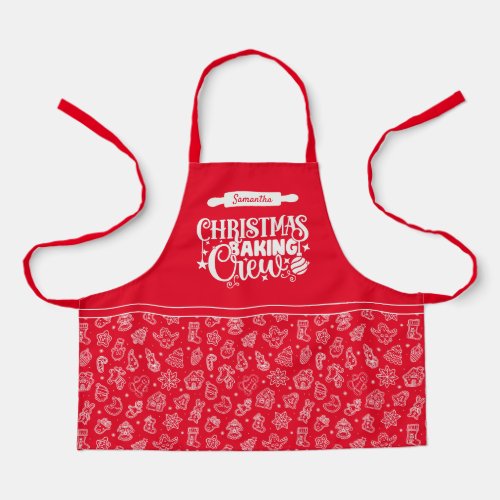 Christmas Baking Crew Cookies Red Small Apron