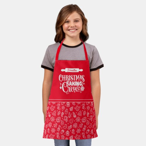 Christmas Baking Crew Cookies Red Small Apron
