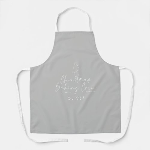 Christmas baking crew modern minimal elegant grey apron