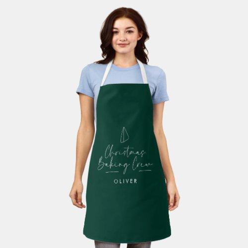 Christmas baking crew modern minimal elegant type apron