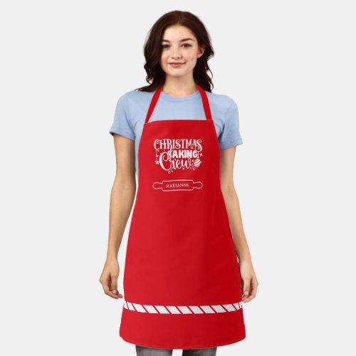 Christmas Baking Crew Personalized Red  Apron