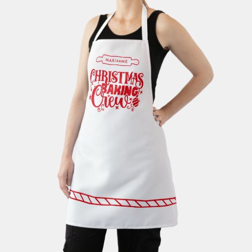 Christmas Baking Crew Personalized Red  White Apron