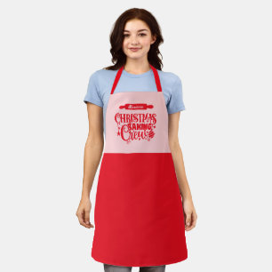 Christmas Baking Crew Pink & Red Holiday Apron