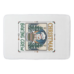 Christmas Baking Crew Snowman Chef Gingerbread Coo Bath Mat