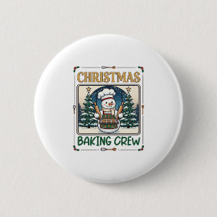 Christmas Baking Crew Snowman Chef Gingerbread Coo Button