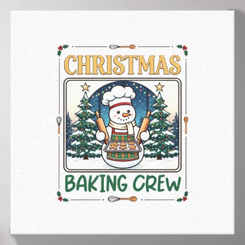 Christmas Baking Crew Snowman Chef Gingerbread Coo Canvas Photo Tile