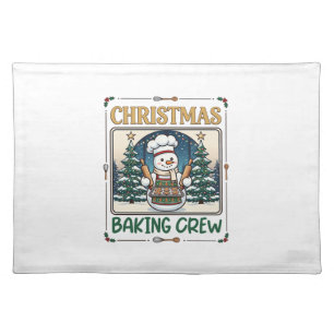 Christmas Baking Crew Snowman Chef Gingerbread Coo Cloth Placemat