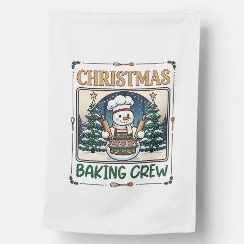 Christmas Baking Crew Snowman Chef Gingerbread Coo House Flag