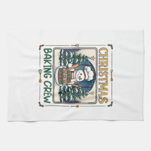 Christmas Baking Crew Snowman Chef Gingerbread Coo Kitchen Towel