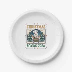 Christmas Baking Crew Snowman Chef Gingerbread Coo Paper Plates