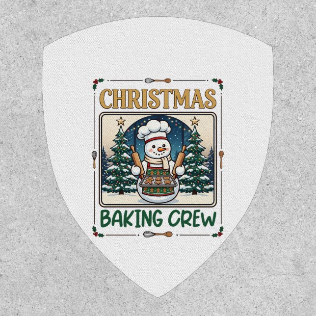 Christmas Baking Crew Snowman Chef Gingerbread Coo Patch (Front)