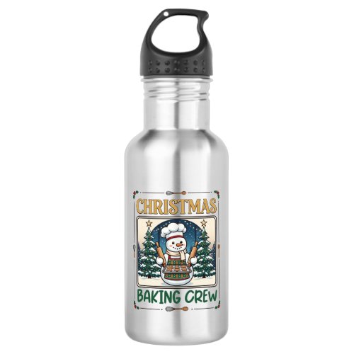 Christmas Baking Crew Snowman Chef Gingerbread Coo Stainless Steel Water Bottle