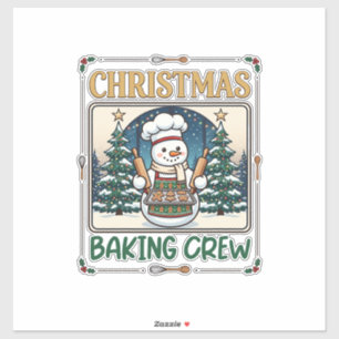 Christmas Baking Crew Snowman Chef Gingerbread Coo Sticker