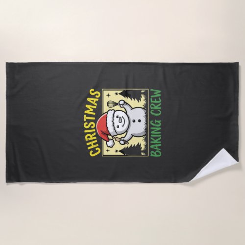 Christmas Baking Crew Snowman Holiday Beach Towel