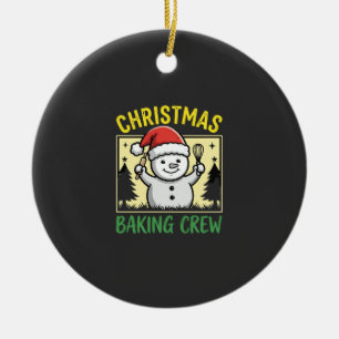 Christmas Baking Crew Snowman Holiday Ceramic Ornament
