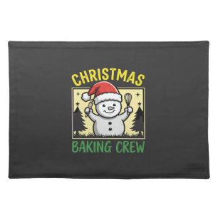 Christmas Baking Crew Snowman Holiday Cloth Placemat