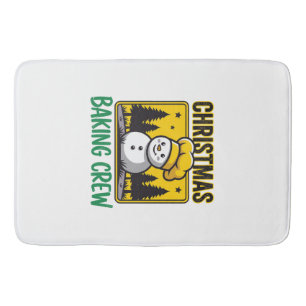 Christmas Baking Crew Snowman Holiday Design Bath Mat
