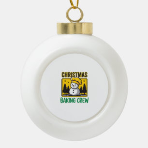 Christmas Baking Crew Snowman Holiday Design Ceramic Ball Christmas Ornament