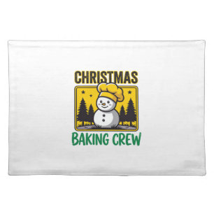Christmas Baking Crew Snowman Holiday Design Cloth Placemat