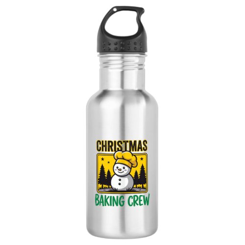 Christmas Baking Crew Snowman Holiday Design Stainless Steel Water Bottle