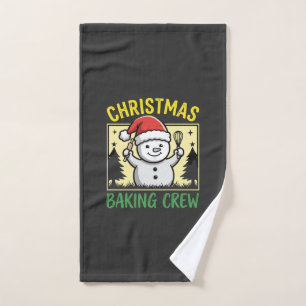 Christmas Baking Crew Snowman Holiday Hand Towel