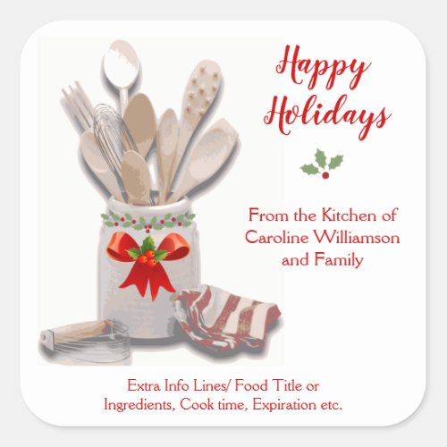 Christmas Baking From Kitchen of Baker Food Cook Square Sticker