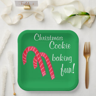 Christmas Baking Fun Candy Canes Paper Plates