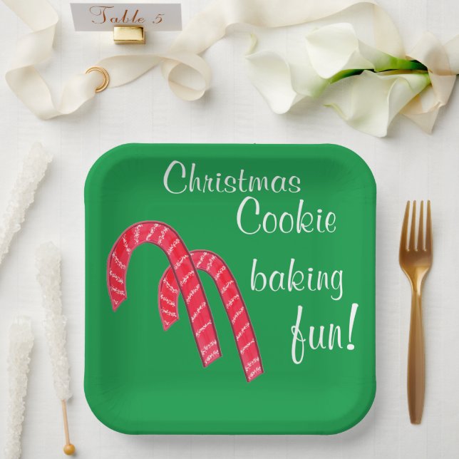 Christmas Baking Fun Candy Canes Paper Plates (Wedding)