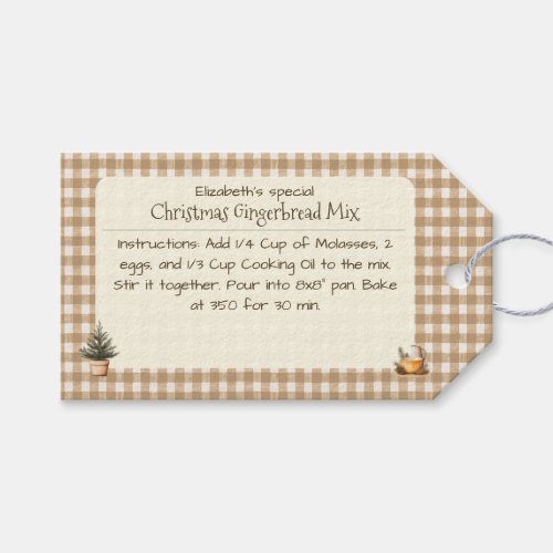 Christmas Baking Mix Brown Gingham Labels