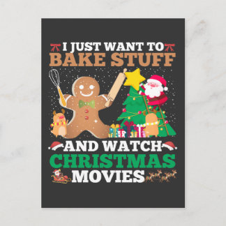 Christmas Baking Movies Santa Cookie Gingerbread Postcard