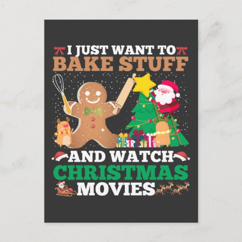 Christmas Baking Movies Santa Cookie Gingerbread Postcard