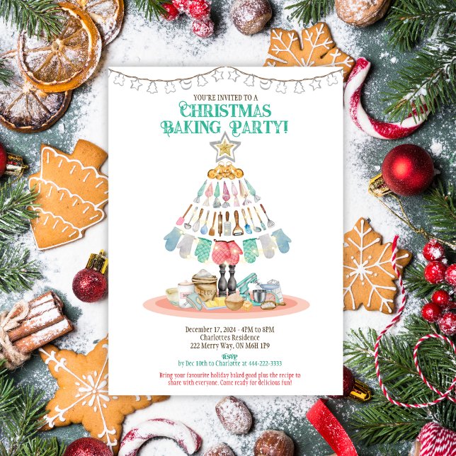Christmas Baking Party Invitation (It's all things baking this holiday season with this Christmas Baking Party Invitation.)