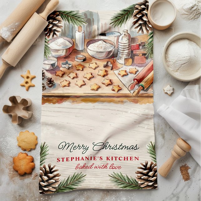 Christmas Baking Personalized Pinecone Kitchen Towel (Creator Uploaded)
