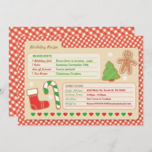 Christmas Baking Recipe Card Birthday Party invite