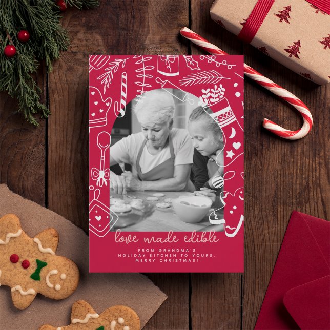 Christmas Baking Red Recipe Photo Holiday Card (Creator Uploaded)