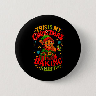 Christmas Baking Shirt Cute Elf Gingerbread Pastry Button