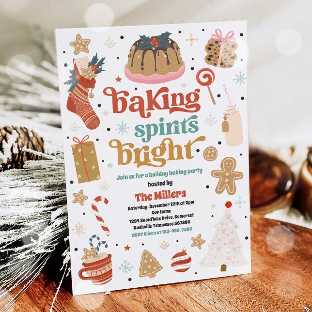 Christmas Baking Spirits Bright Cookie Decorating Invitation (Creator Uploaded)
