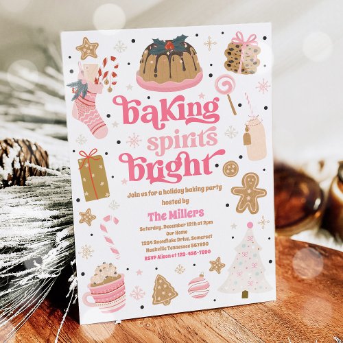 Christmas Baking Spirits Bright Cookie Decorating  Invitation