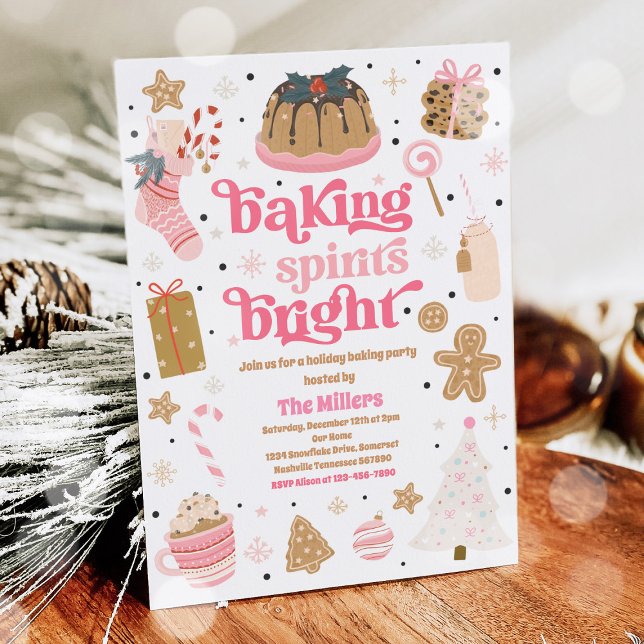 Christmas Baking Spirits Bright Cookie Decorating  Invitation (Creator Uploaded)