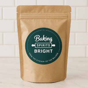 Christmas Baking Spirits Bright Green Kitchen Classic Round Sticker
