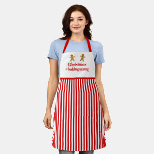 Christmas Baking Team - Cute Gingerbread Men Red Apron