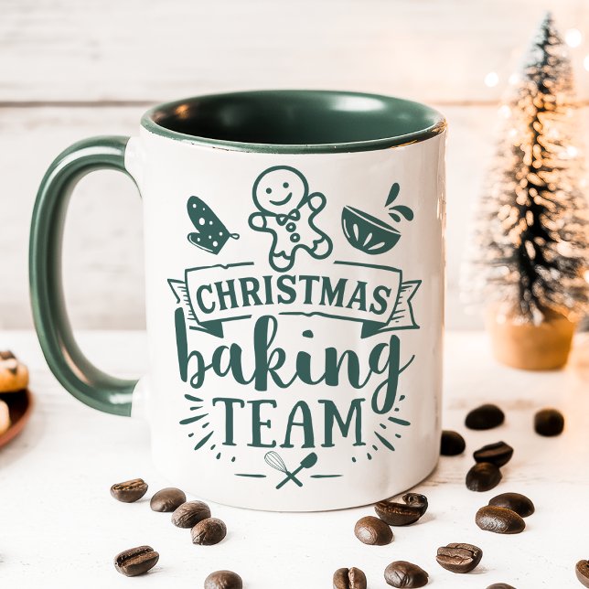 Christmas Baking Team Cute Green Holiday Mug (Creator Uploaded)