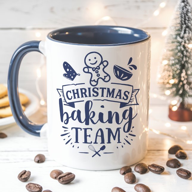 Christmas Baking Team Cute Navy Blue Holiday Mug (Creator Uploaded)