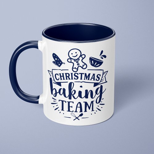 Christmas Baking Team Cute Navy Blue Holiday Mug