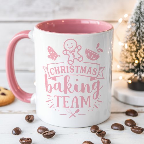 Christmas Baking Team Cute Pink Holiday Mug