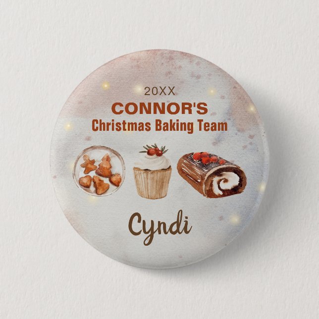 Christmas Baking Team Personalized Button (Front)