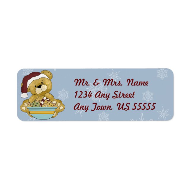Christmas Baking Teddy Bear Address Labels (Front)