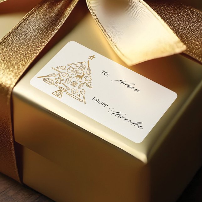 Christmas Baking Tree Gold To & From Holiday Label (Christmas Baking Tree Gold To & From Holiday Label)