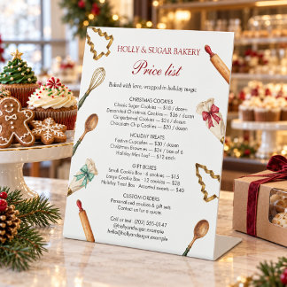 Christmas Baking Utensils Bakery Price List Pedestal Sign